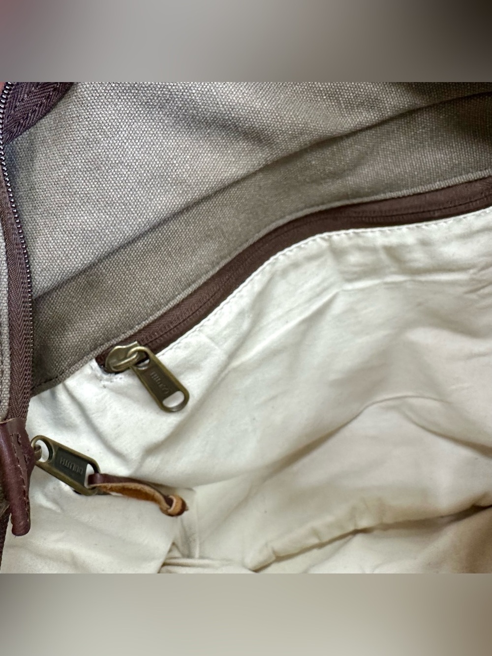Duluth Trading Co. Canvas Tote Bag Zip Multipocket Brown - Picture 11 of 15